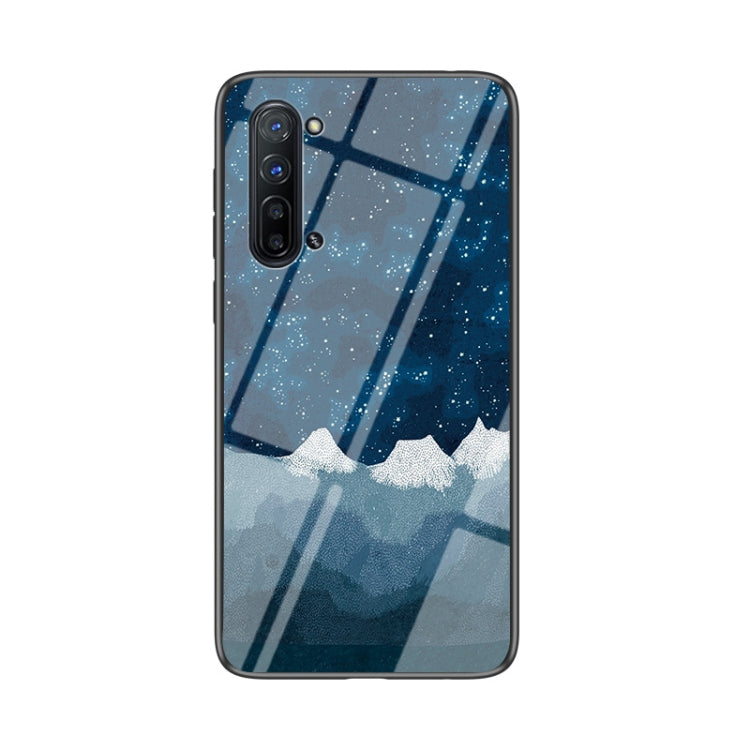 For OPPO Reno3 Starry Sky Painted Tempered Glass TPU Shockproof Protective Case