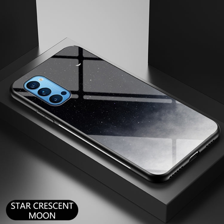 For OPPO Reno4 Starry Sky Painted Tempered Glass TPU Shockproof Protective Case