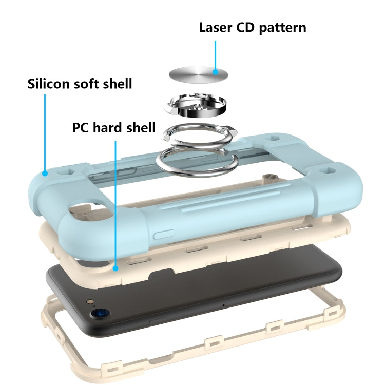 Shockproof Silicone + PC Protective Case with Dual-Ring Holder For iPhone 6 Plus/6s Plus/7 Plus/8 Plus