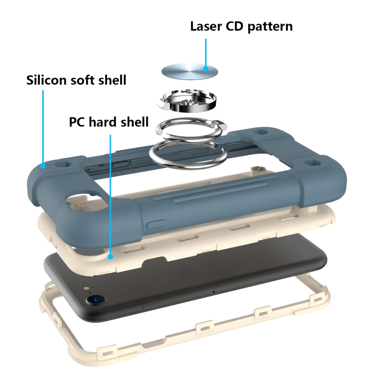Shockproof Silicone + PC Protective Case with Dual-Ring Holder For iPhone 6 Plus/6s Plus/7 Plus/8 Plus
