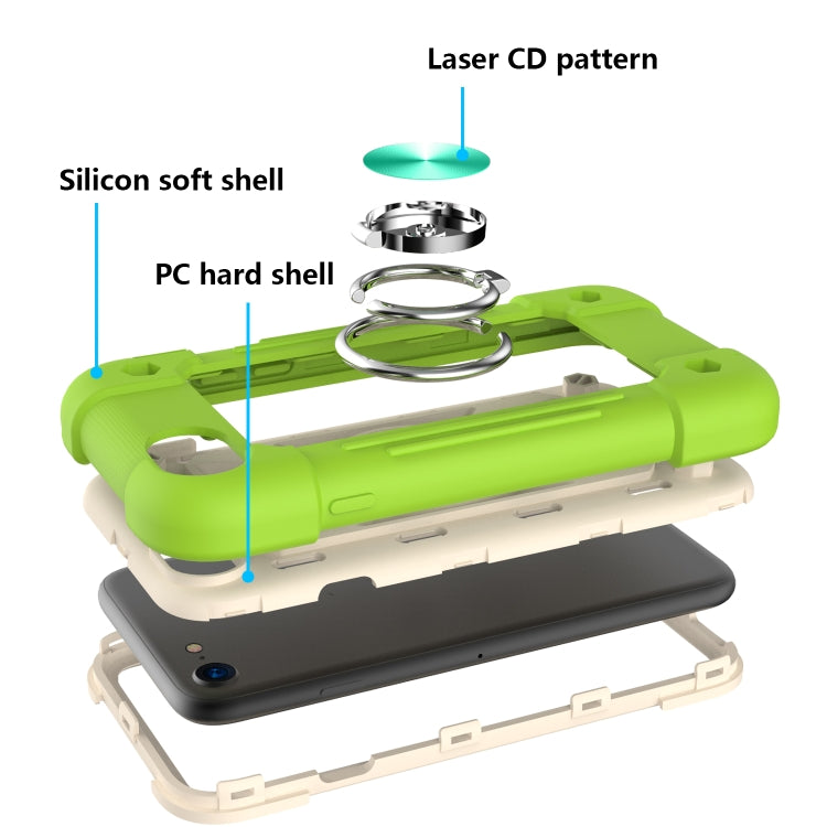 Shockproof Silicone + PC Protective Case with Dual-Ring Holder For iPhone 6 Plus/6s Plus/7 Plus/8 Plus