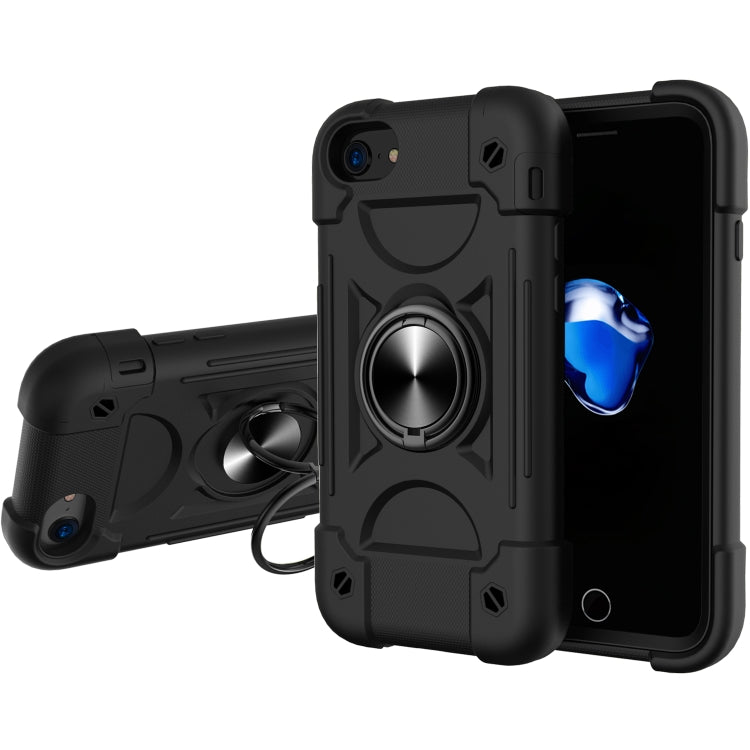 Shockproof Silicone + PC Protective Case with Dual-Ring Holder For iPhone 6 Plus/6s Plus/7 Plus/8 Plus