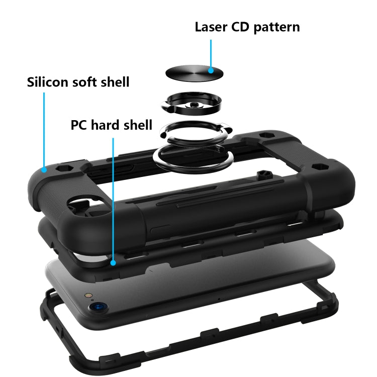 Shockproof Silicone + PC Protective Case with Dual-Ring Holder For iPhone 6 Plus/6s Plus/7 Plus/8 Plus