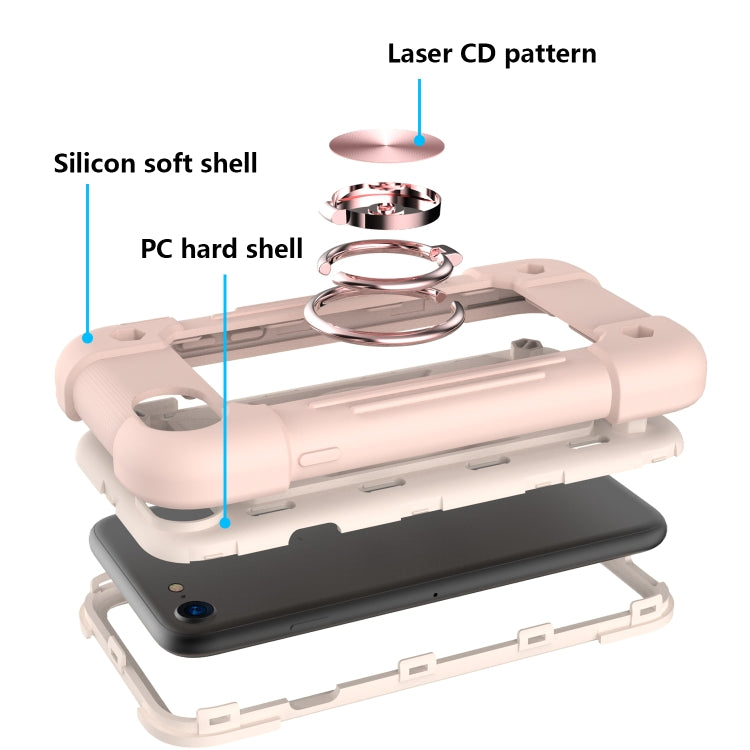 Shockproof Silicone + PC Protective Case with Dual-Ring Holder For iPhone 6 Plus/6s Plus/7 Plus/8 Plus