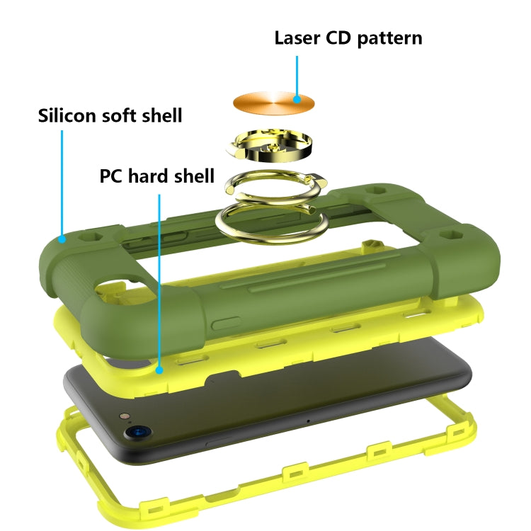 Shockproof Silicone + PC Protective Case with Dual-Ring Holder For iPhone 6 Plus/6s Plus/7 Plus/8 Plus