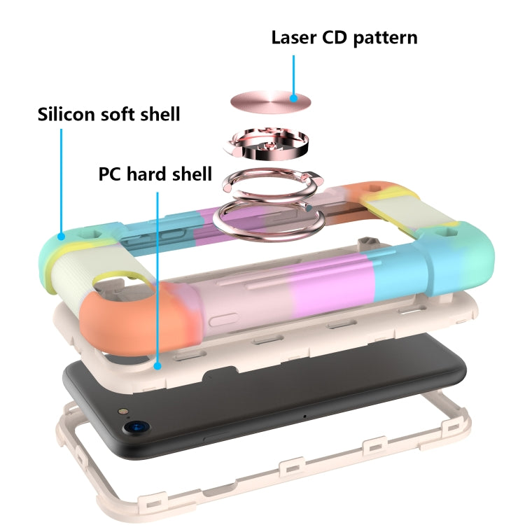 Shockproof Silicone + PC Protective Case with Dual-Ring Holder For iPhone 6 Plus/6s Plus/7 Plus/8 Plus