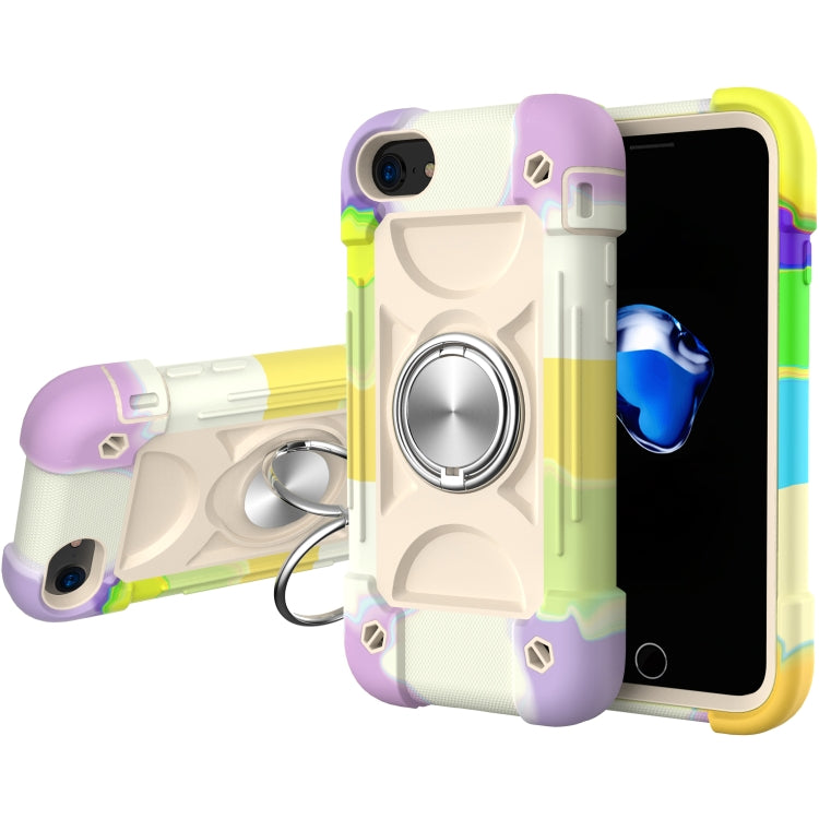 Shockproof Silicone + PC Protective Case with Dual-Ring Holder For iPhone 6 Plus/6s Plus/7 Plus/8 Plus