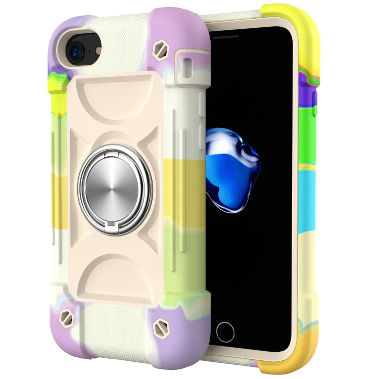 Shockproof Silicone + PC Protective Case with Dual-Ring Holder For iPhone 6 Plus/6s Plus/7 Plus/8 Plus