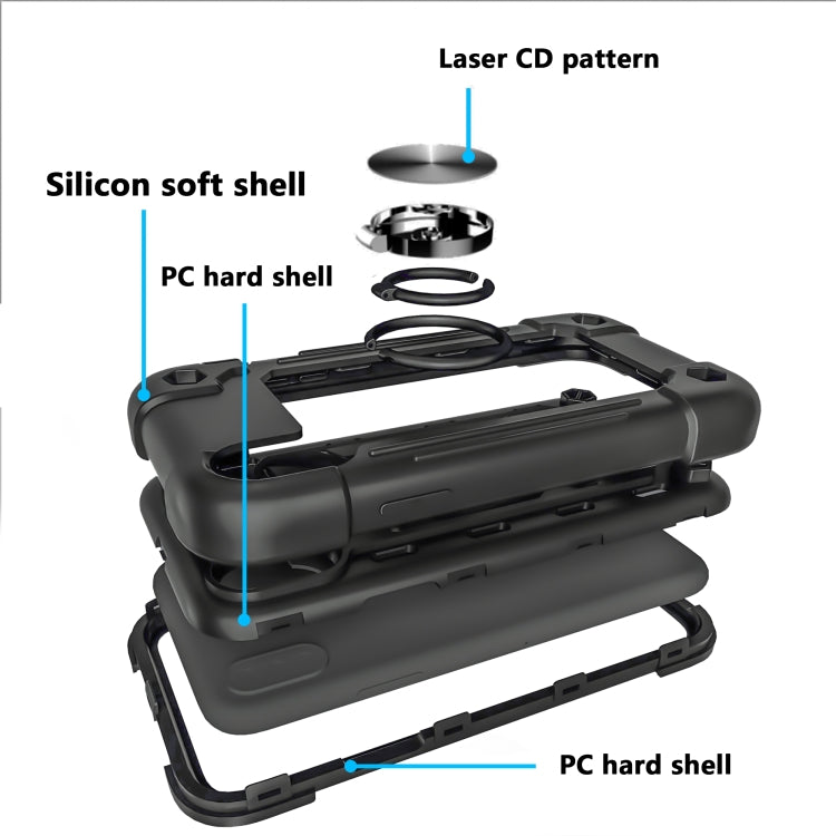 For iPhone X / XS Shockproof Silicone + PC Protective Case with Dual-Ring Holder