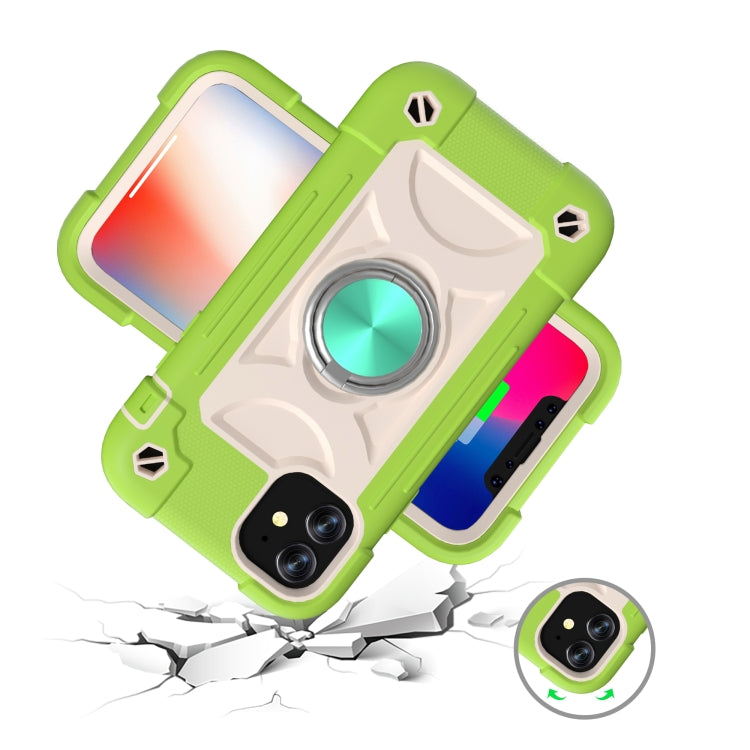 For iPhone 11 Pro Shockproof Silicone + PC Protective Case with Dual-Ring Holder