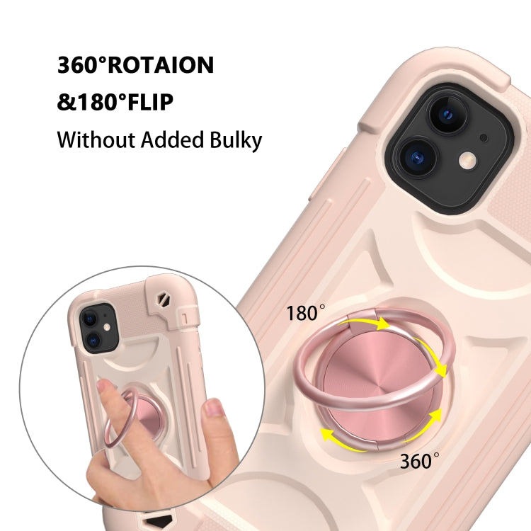 For iPhone 11 Pro Shockproof Silicone + PC Protective Case with Dual-Ring Holder