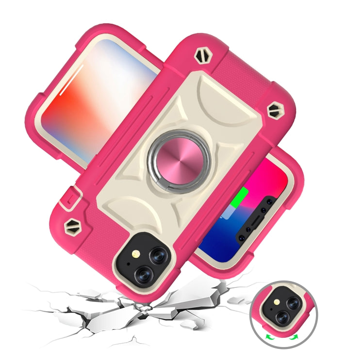For iPhone 11 Pro Shockproof Silicone + PC Protective Case with Dual-Ring Holder