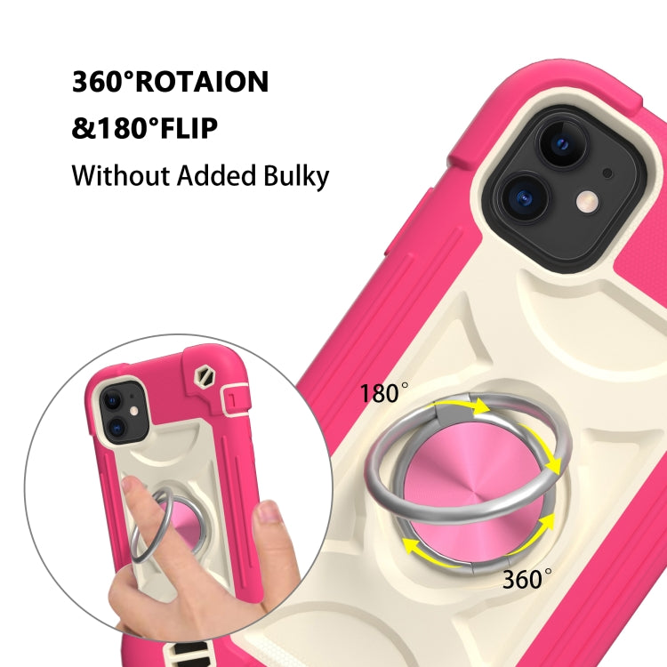 For iPhone 11 Pro Shockproof Silicone + PC Protective Case with Dual-Ring Holder