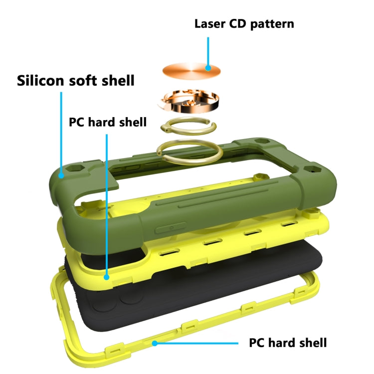 For iPhone 11 Pro Shockproof Silicone + PC Protective Case with Dual-Ring Holder