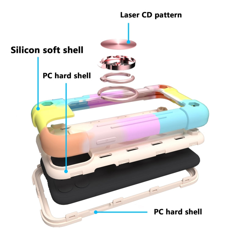 For iPhone 11 Pro Shockproof Silicone + PC Protective Case with Dual-Ring Holder