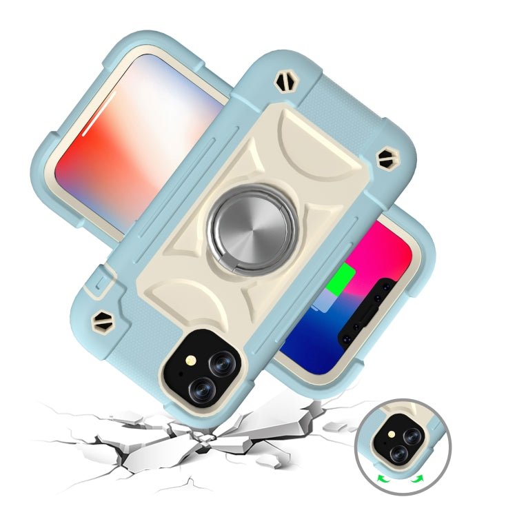 For iPhone 11 Pro Max Shockproof Silicone + PC Protective Case with Dual-Ring Holder