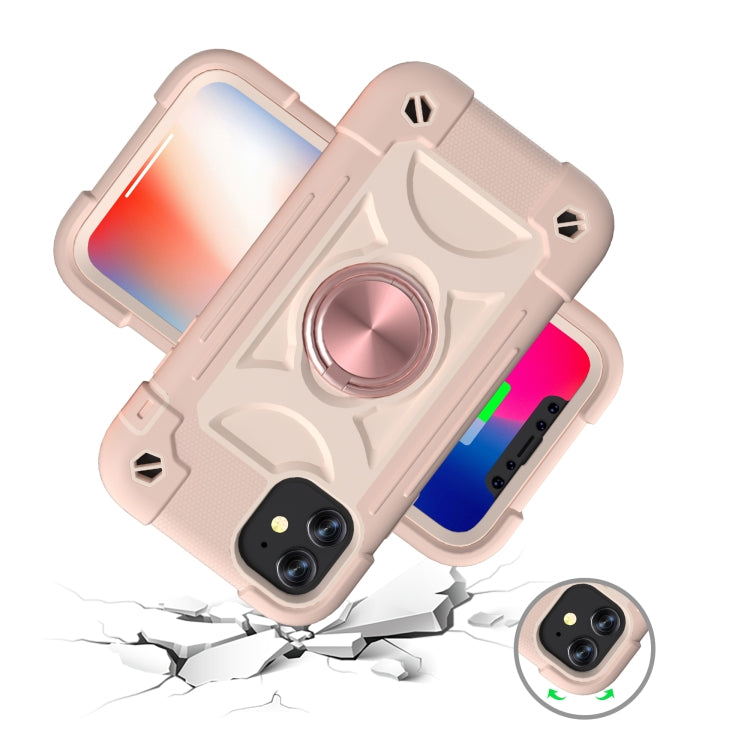 For iPhone 11 Pro Max Shockproof Silicone + PC Protective Case with Dual-Ring Holder