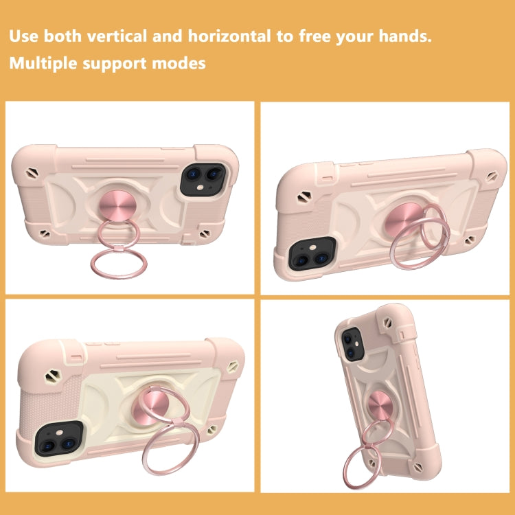 For iPhone 11 Pro Max Shockproof Silicone + PC Protective Case with Dual-Ring Holder