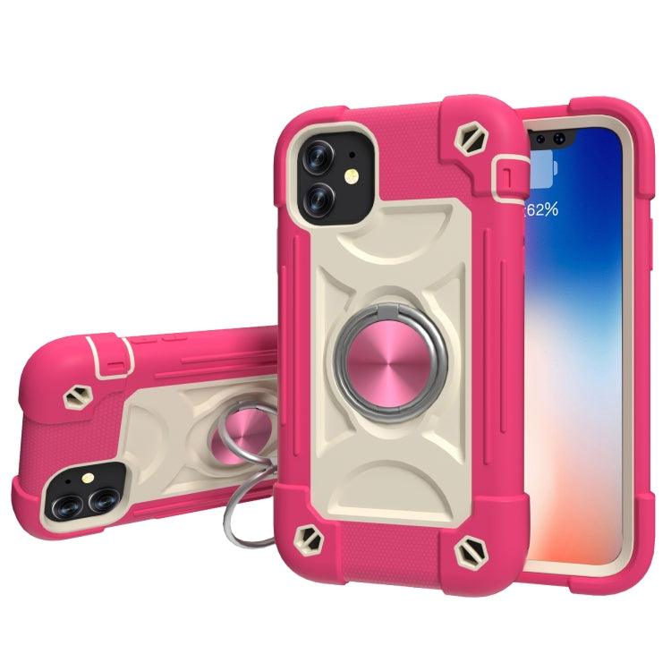 For iPhone 11 Pro Max Shockproof Silicone + PC Protective Case with Dual-Ring Holder