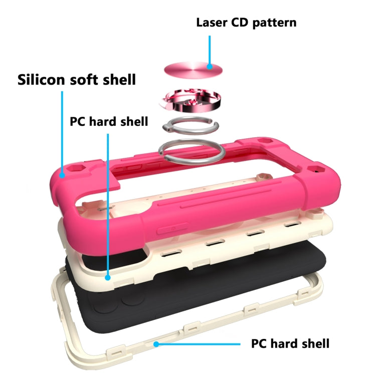 For iPhone 11 Pro Max Shockproof Silicone + PC Protective Case with Dual-Ring Holder