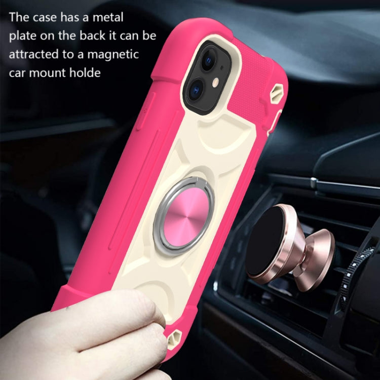 For iPhone 11 Pro Max Shockproof Silicone + PC Protective Case with Dual-Ring Holder