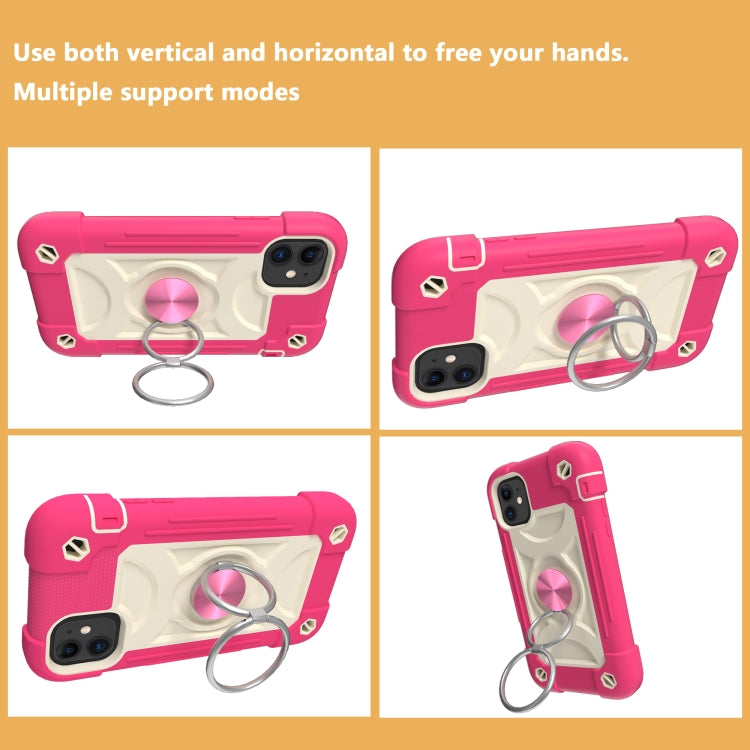 For iPhone 11 Pro Max Shockproof Silicone + PC Protective Case with Dual-Ring Holder