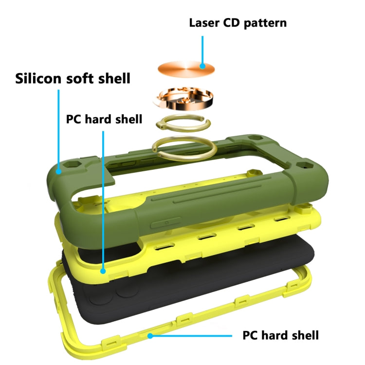 For iPhone 11 Pro Max Shockproof Silicone + PC Protective Case with Dual-Ring Holder