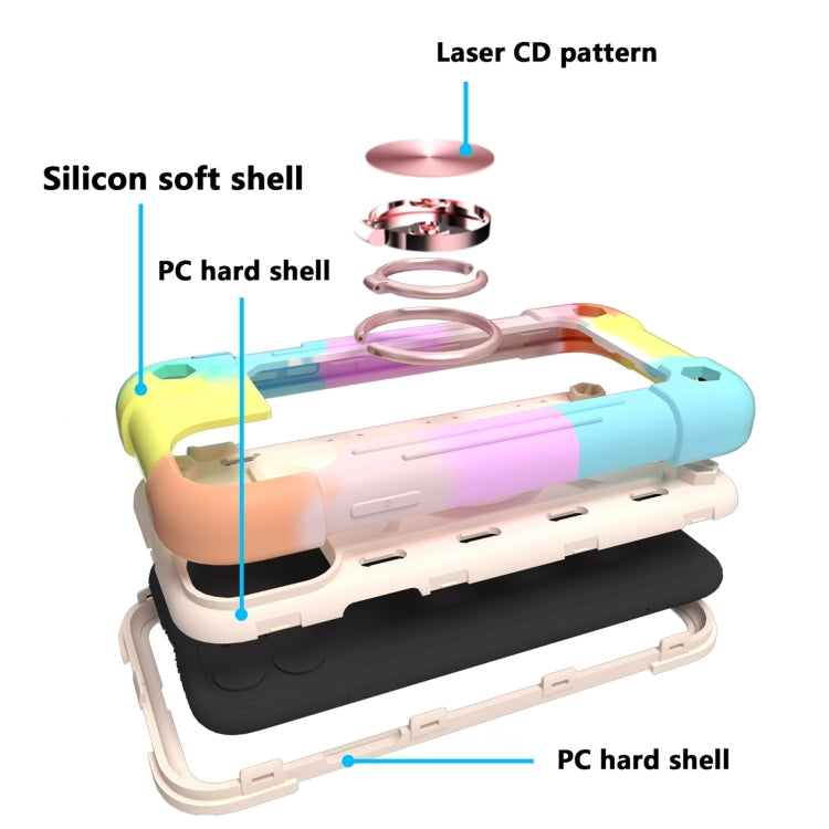 For iPhone 11 Pro Max Shockproof Silicone + PC Protective Case with Dual-Ring Holder