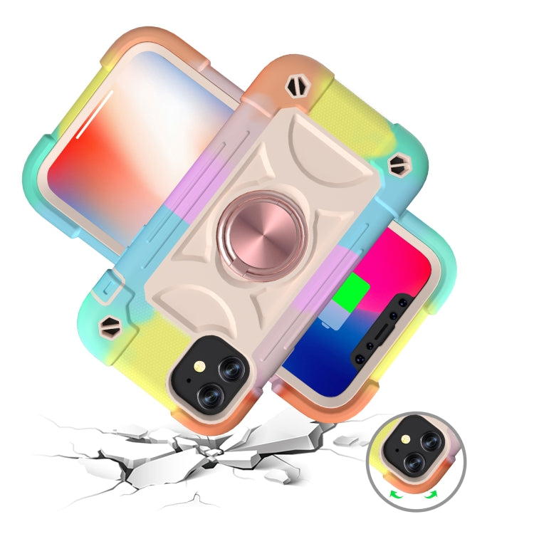For iPhone 11 Pro Max Shockproof Silicone + PC Protective Case with Dual-Ring Holder