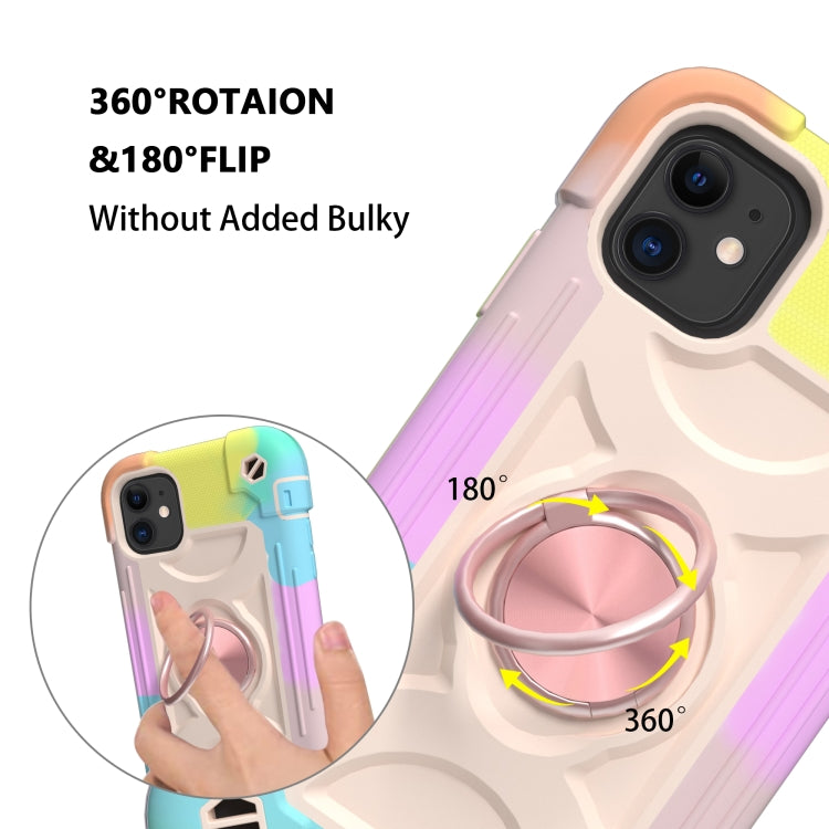 For iPhone 11 Pro Max Shockproof Silicone + PC Protective Case with Dual-Ring Holder