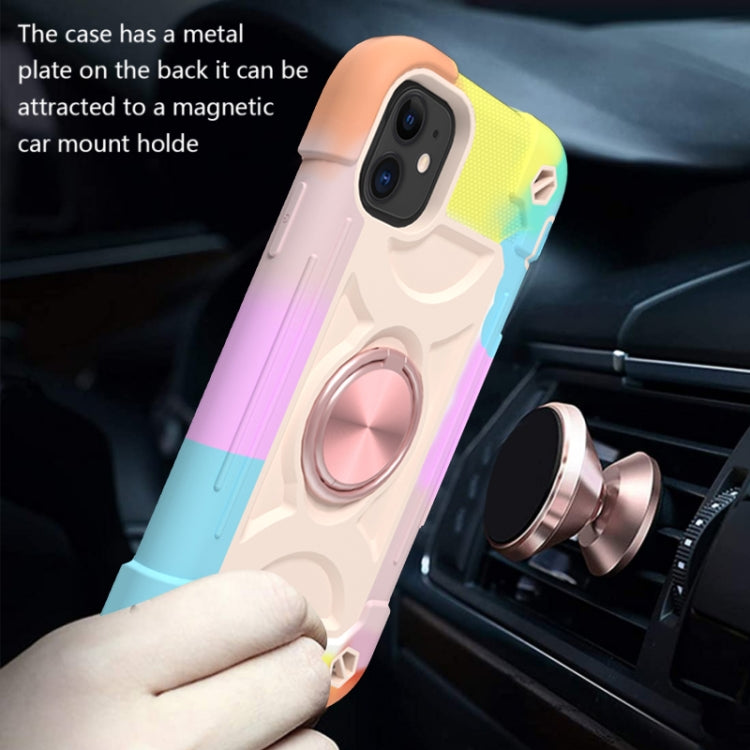 For iPhone 11 Pro Max Shockproof Silicone + PC Protective Case with Dual-Ring Holder