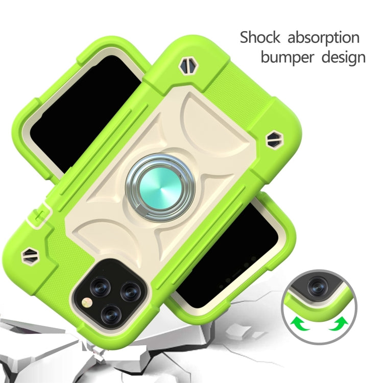 For iPhone 12 / 12 Pro Shockproof Silicone + PC Protective Case with Dual-Ring Holder