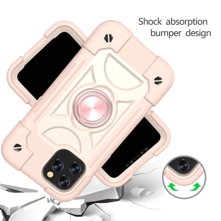 For iPhone 12 / 12 Pro Shockproof Silicone + PC Protective Case with Dual-Ring Holder