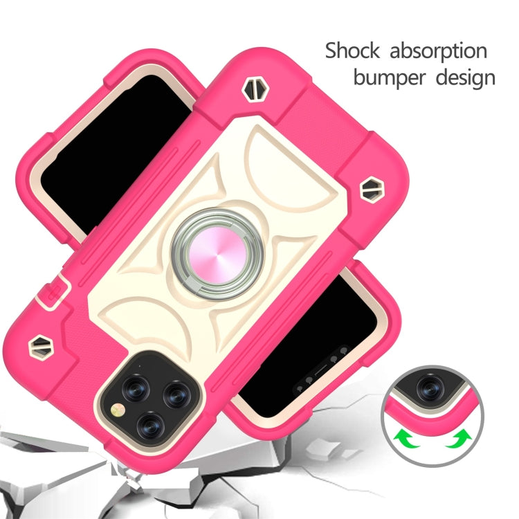 For iPhone 12 / 12 Pro Shockproof Silicone + PC Protective Case with Dual-Ring Holder