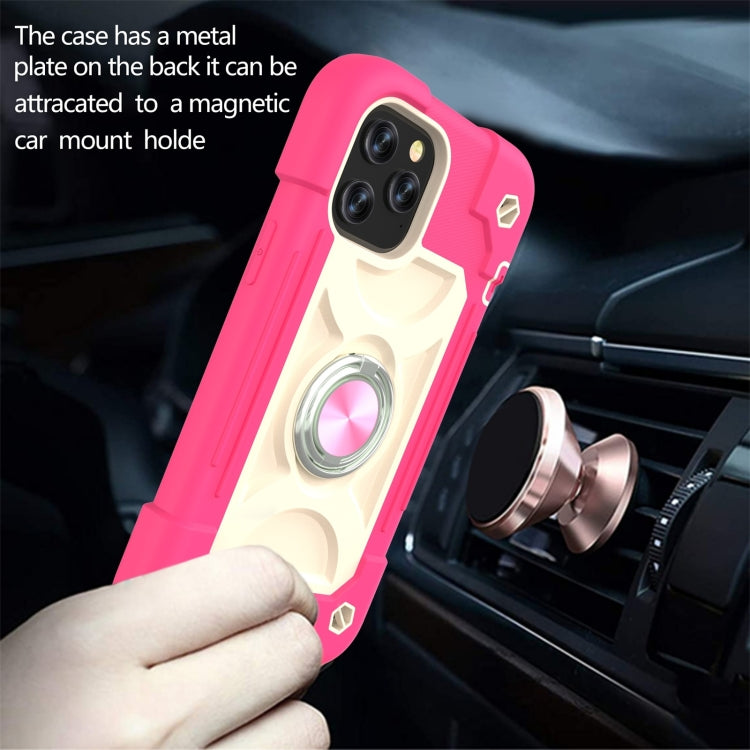 For iPhone 12 / 12 Pro Shockproof Silicone + PC Protective Case with Dual-Ring Holder