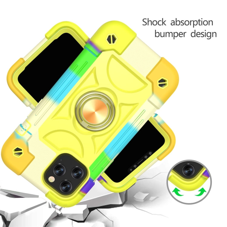 For iPhone 12 / 12 Pro Shockproof Silicone + PC Protective Case with Dual-Ring Holder
