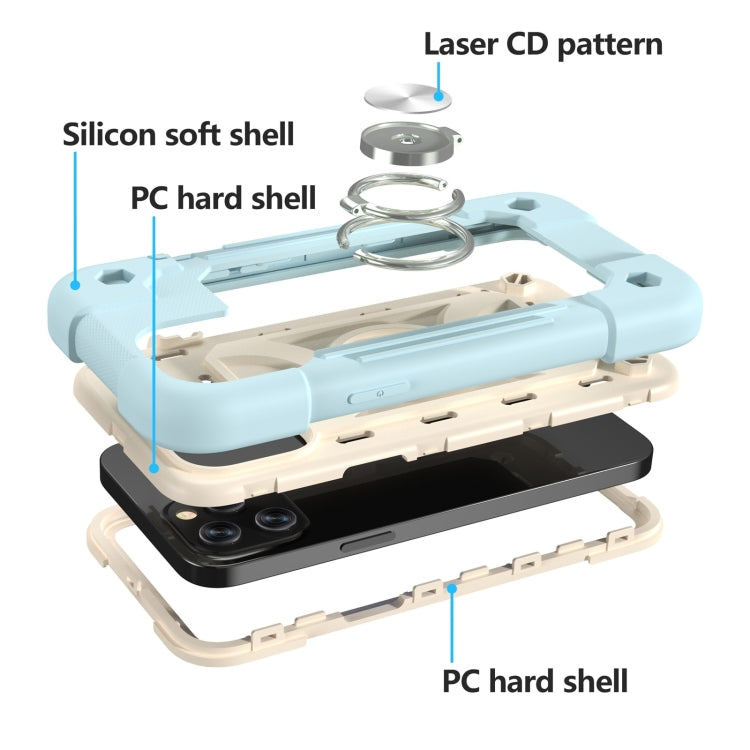 For iPhone 12 Pro Max Shockproof Silicone + PC Protective Case with Dual-Ring Holder