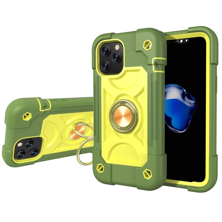 For iPhone 12 Pro Max Shockproof Silicone + PC Protective Case with Dual-Ring Holder