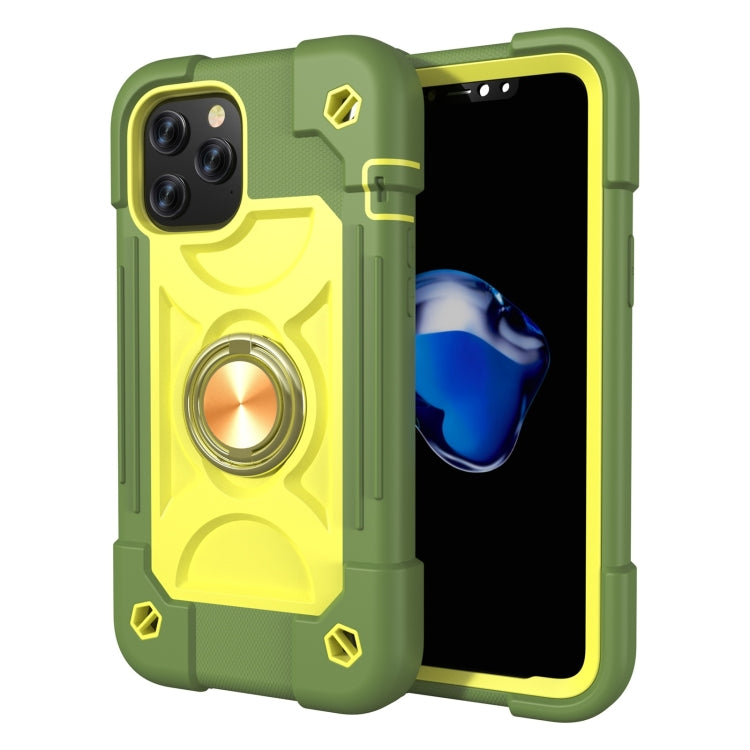 For iPhone 12 Pro Max Shockproof Silicone + PC Protective Case with Dual-Ring Holder