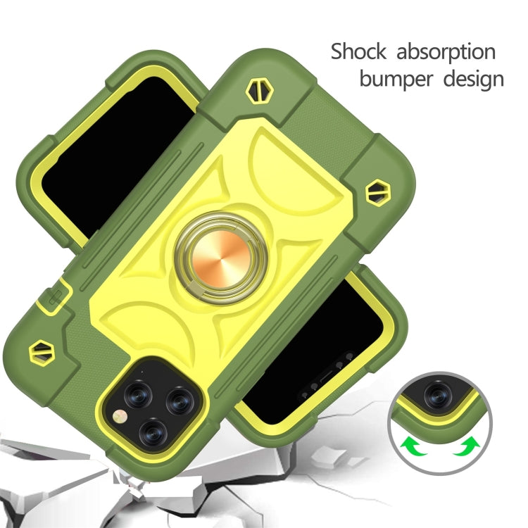 For iPhone 12 Pro Max Shockproof Silicone + PC Protective Case with Dual-Ring Holder