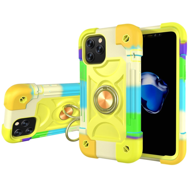 For iPhone 12 Pro Max Shockproof Silicone + PC Protective Case with Dual-Ring Holder