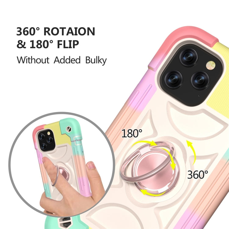 For iPhone 12 Pro Max Shockproof Silicone + PC Protective Case with Dual-Ring Holder