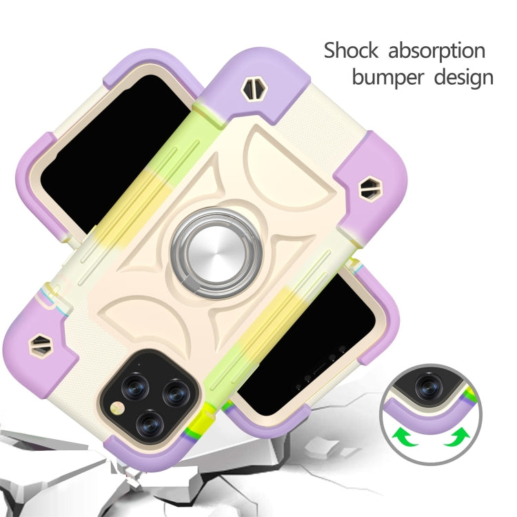 For iPhone 12 Pro Max Shockproof Silicone + PC Protective Case with Dual-Ring Holder