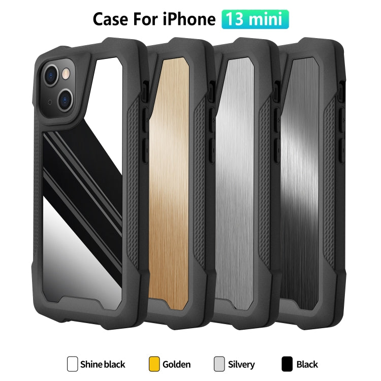 For iPhone 13 mini Stainless Steel Metal PC Back Cover + TPU Heavy Duty Armor Shockproof Case