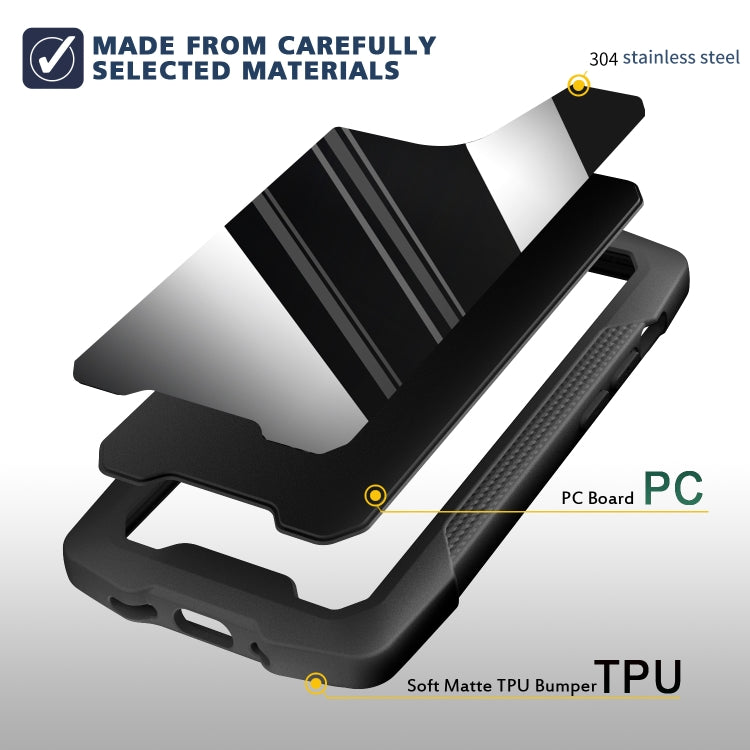 For iPhone 13 mini Stainless Steel Metal PC Back Cover + TPU Heavy Duty Armor Shockproof Case