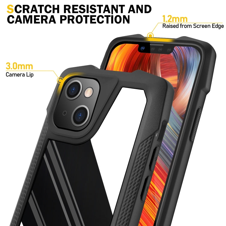 For iPhone 13 mini Stainless Steel Metal PC Back Cover + TPU Heavy Duty Armor Shockproof Case