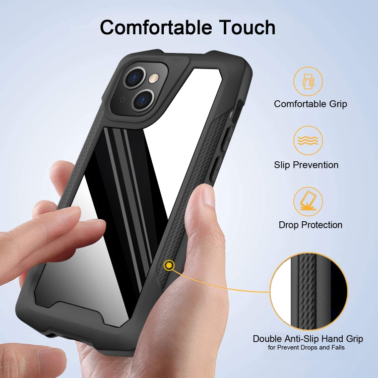 For iPhone 13 mini Stainless Steel Metal PC Back Cover + TPU Heavy Duty Armor Shockproof Case