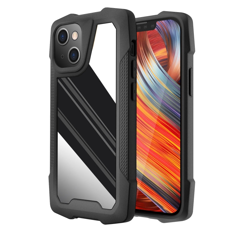 For iPhone 13 Stainless Steel Metal PC Back Cover + TPU Heavy Duty Armor Shockproof Case