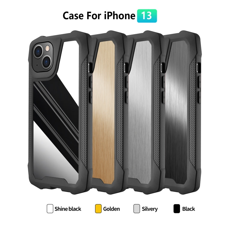 For iPhone 13 Stainless Steel Metal PC Back Cover + TPU Heavy Duty Armor Shockproof Case