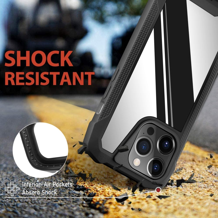 For iPhone 13 Pro Stainless Steel Metal PC Back Cover + TPU Heavy Duty Armor Shockproof Case